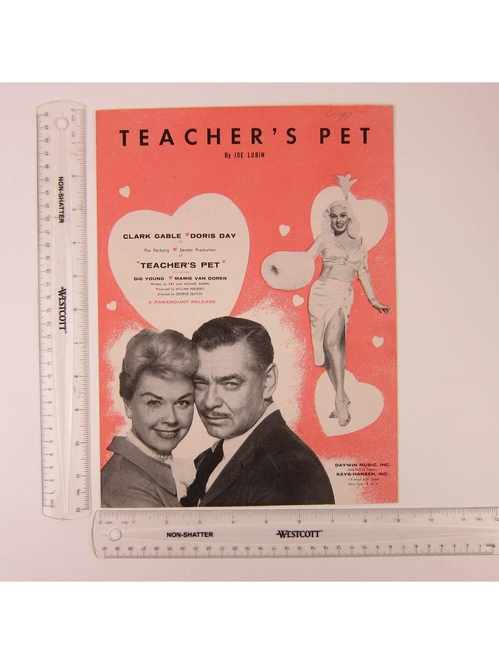 Sheet Music Teacher's Pet Clark Gable Doris Day Mamie Van Doren Vintage 1956
